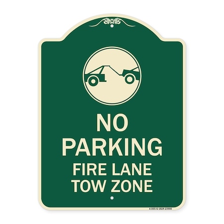 Signmission Fire Lane Tow Zone with Graphic Heavy-Gauge Aluminum Architectural Sign, 24" x 18", G-1824-23980 A-DES-G-1824-23980